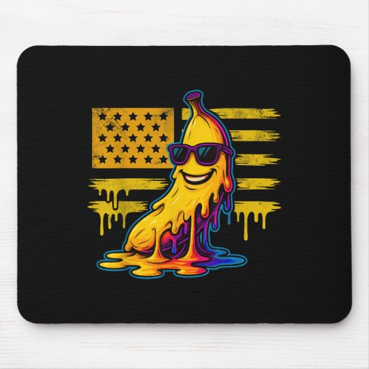 Grappige Banaan Druppelende IJs Banaan Retro Ameri Muismat (Voorkant)