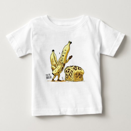 Grappige Banaan en Brood Cartoon Kinder T-Shirt (Voorkant)