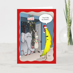 Grappige Banaan Ezel Olifant Politieke Kerstmis Feestdagen Kaart