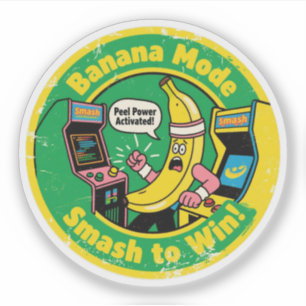 Grappige Banaan Gamer "Smash om te Winnen!" & "Ban Sticker