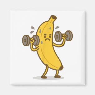 Grappige Banaan Gewichtheffen Gym Workout Humor Magneet