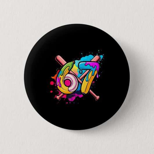 Grappige Banaan Honkbal 67 Ijs Drip Meme Ronde Button 5,7 Cm (Voorkant)