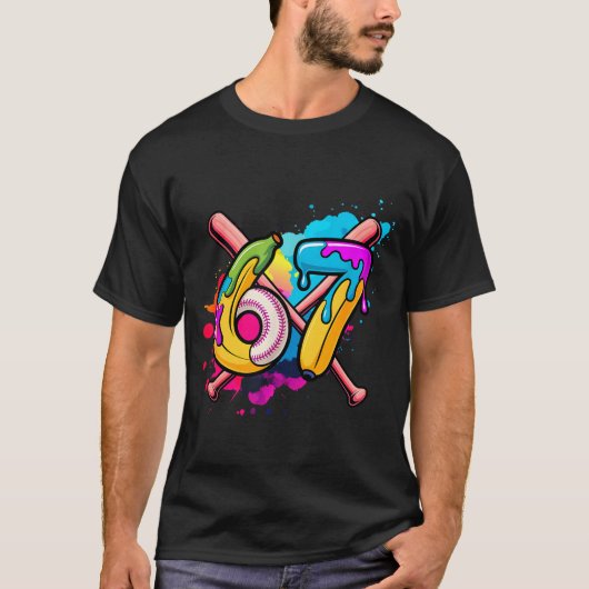 Grappige Banaan Honkbal 67 Ijs Drip Meme T-shirt (Voorkant)