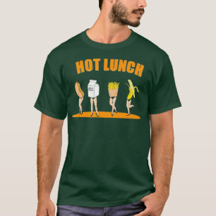 Grappige Banaan HotDog Melk Fries Eten Lunch Burge T-shirt
