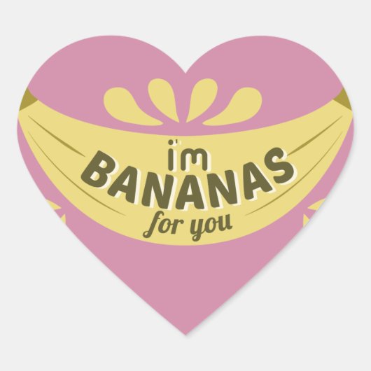 Grappige banaan illustratie Ik ben bananen voor u Hart Sticker (Voorkant)