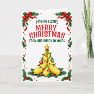 Grappige Banaan Kerstboom Pun Feestelijke Opgevouw Feestdagen Kaart