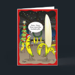 Grappige Bananen Kerstkaarten | Kerstgroet Feestdagen Kaart<br><div class="desc">Absoluut hysterisch grappige bananenkerstkaarten waardoor familie, vrienden en collega's op de grond liggen te lachen! Je kan zelfs lol hebben door de tekst in de tekstballonnen aan te passen... De unieke illustratie gemaakt door Raphaela Wilson toont 2 cartoonbananen die praten op een kerstfeest... Eén banaan geeft per ongeluk zijn vriend...</div>