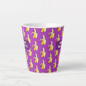 Grappige Bananen Over Koffie Vet Pixel Art Patroon Latte Mok (Voorkant)