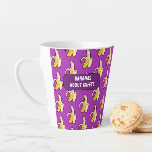 Grappige Bananen Over Koffie Vet Pixel Art Patroon Latte Mok (In situ)