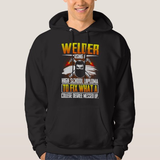 Grappige banen lasser met behulp van een middelbar hoodie (Voorkant)