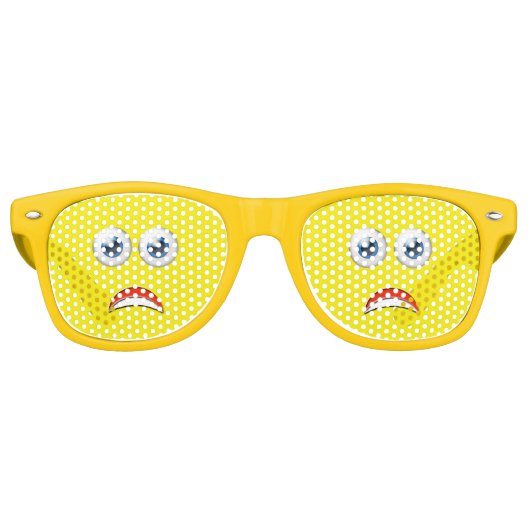 Grappige bange emoji geel retro zonnebril (Voorkant)