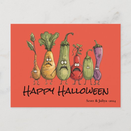 Grappige bange veggie Halloween Briefkaart (Voorkant)
