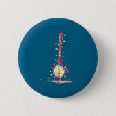 Grappige Banjo Kerst Grafische Lichtjes Liefhebber Ronde Button 5,7 Cm (Voorkant)