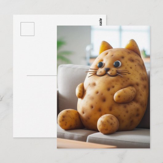 Grappige bank aardappel kat briefkaart (Voorkant / Achterkant)