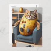 Grappige bank aardappel kat met afstandsbedieninge briefkaart (Voorkant / Achterkant)