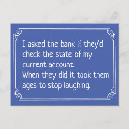 Grappige bankrekening grap briefkaart