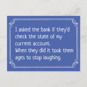 Grappige bankrekening grap briefkaart