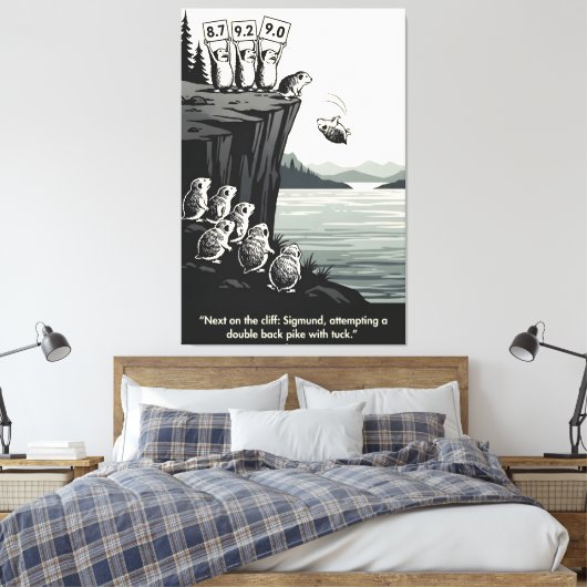 Grappige Banksy stijl sjabloon Canvas Afdruk (Insitu (Slaapkamer))