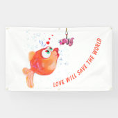 Grappige Banner Vis en Worm Banner - Aangepaste te (Horizontaal)