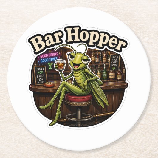 Grappige Bar Ronde Kartonnen Onderzetter (Voorkant)