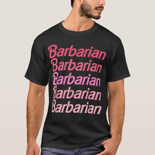 Grappige Barbaar Roze Grap Kleding retro T-shirt (Voorkant)