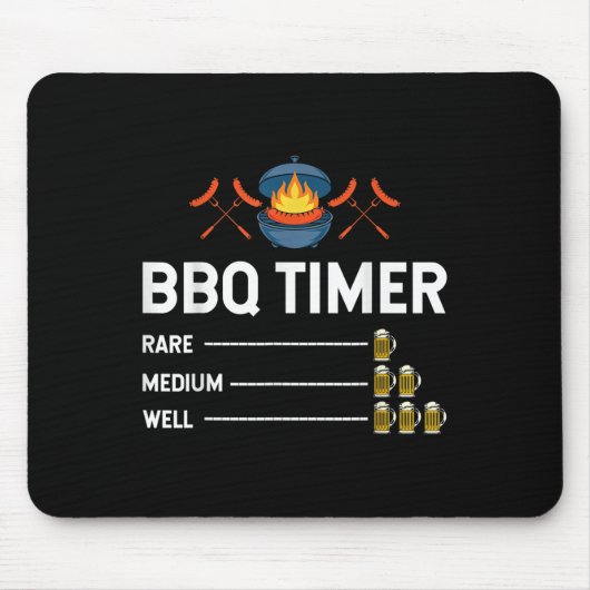 Grappige Barbecue Chef BBQ Timer Bier Drink Partij Muismat (Voorkant)