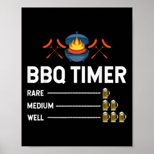 Grappige Barbecue Chef BBQ Timer Bier Drink Partij Poster