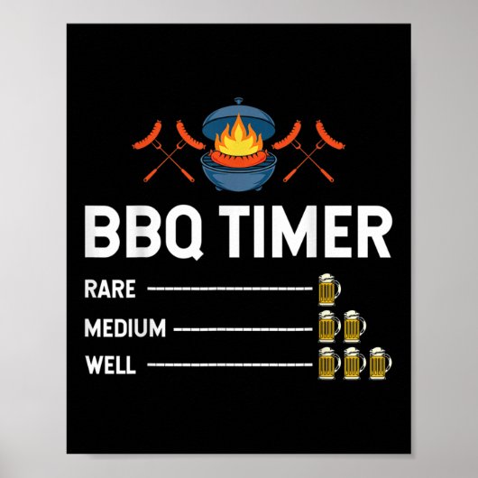 Grappige Barbecue Chef BBQ Timer Bier Drink Partij Poster (Voorkant)