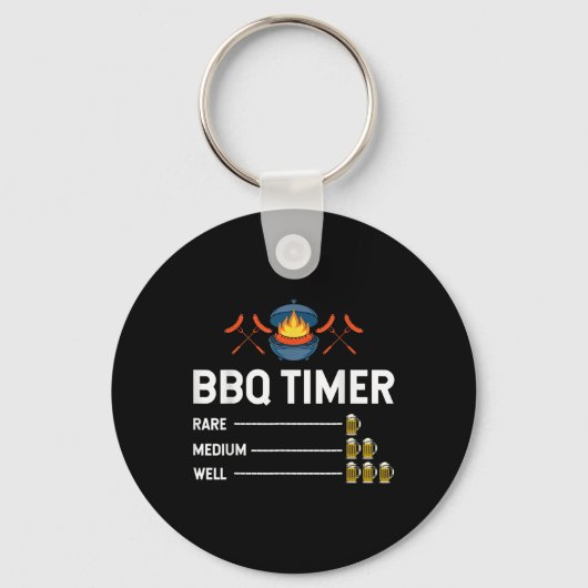 Grappige Barbecue Chef BBQ Timer Bier Drink Partij Sleutelhanger (Voorkant)