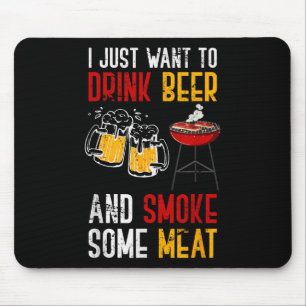 Grappige Barbecue Chef Rookte Vlees Bier Drink Gif Muismat