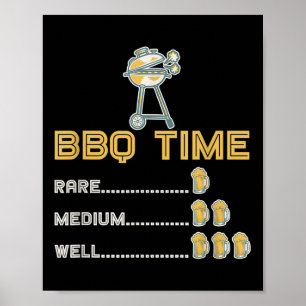 Grappige Barbecue Chef Rookte Vlees Bier Drink Gif Poster