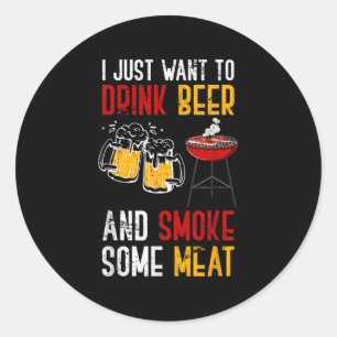 Grappige Barbecue Chef Rookte Vlees Bier Drink Gif Ronde Sticker
