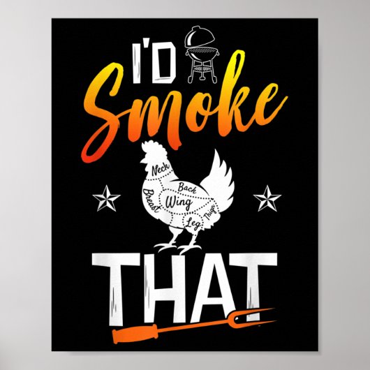 Grappige Barbecue Chicken Graphic Vrouwen Mannen V Poster (Voorkant)