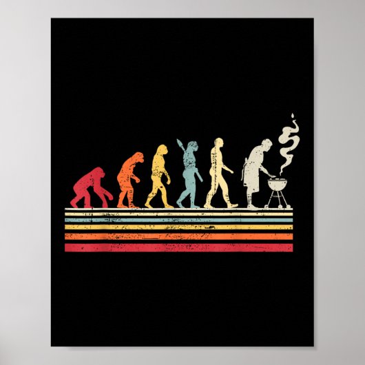 Grappige Barbecue Grill Dad Evolution Man Ret Poster (Voorkant)