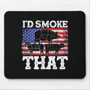 Grappige barbecue is rook die patriottische grillm muismat