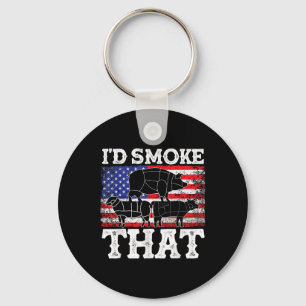 Grappige barbecue is rook die patriottische grillm sleutelhanger
