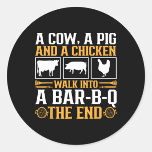Grappige barbecue Joke Grill Lover Pitmaster Grill Ronde Sticker