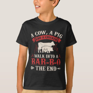Grappige Barbecue Koe Varken Kip Graphic Vlees Rok T-shirt