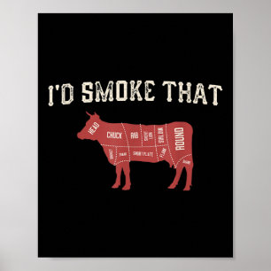 Grappige Barbecue Lover Koe Graphic Vrouwen Mannen Poster