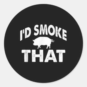 Grappige barbecue T-shirt ID rook dat varken BBQ n Ronde Sticker
