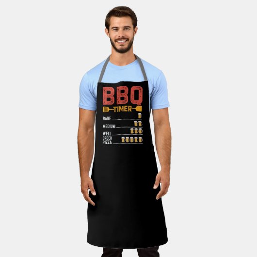 Grappige Barbecue Timer Aantal Bier Rare Medium Schort (Gedragen)