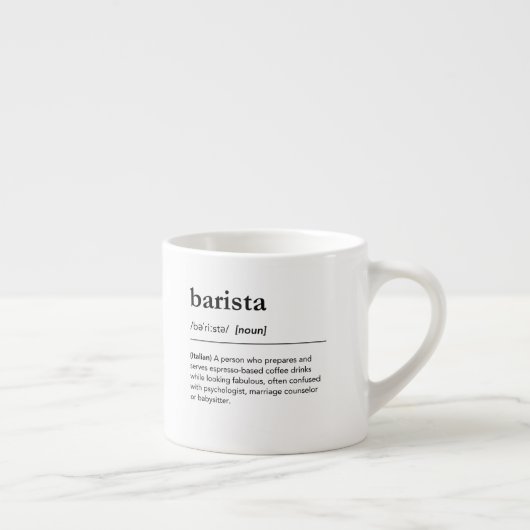 Grappige barista definitie moderne koffie woordenb espresso kop (Rechts)