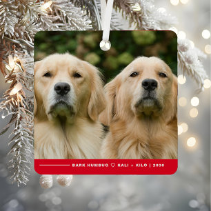 Grappige Bark Humbug Hond Foto Kerstmis Gepersonal Metalen Ornament
