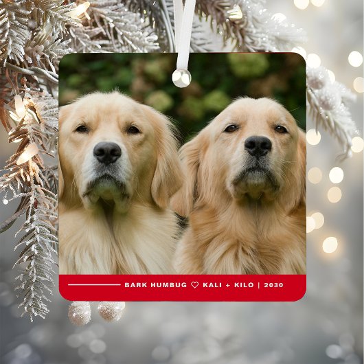 Grappige Bark Humbug Hond Foto Kerstmis Gepersonal Metalen Ornament