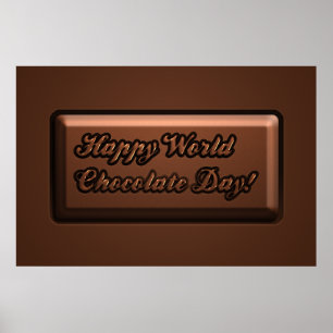 Grappige bartekst Happy World Chocolate Day Poster