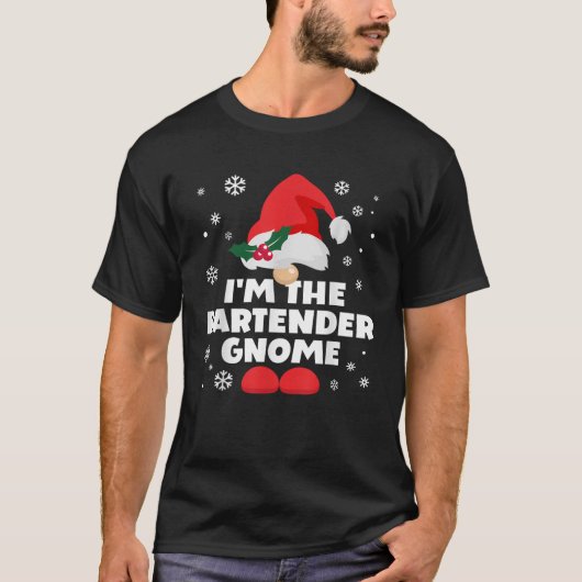 Grappige Bartender Kabouter Familie Matching Groep T-shirt (Voorkant)