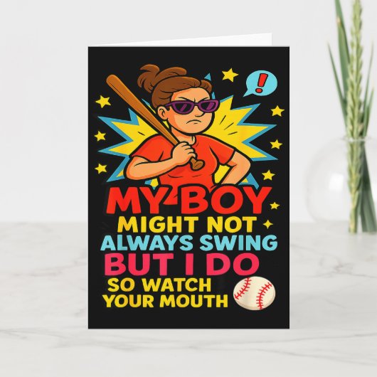 Grappige Baseball Moeder Citaat Voor Moederdag Cad Kaart (Voorkant)