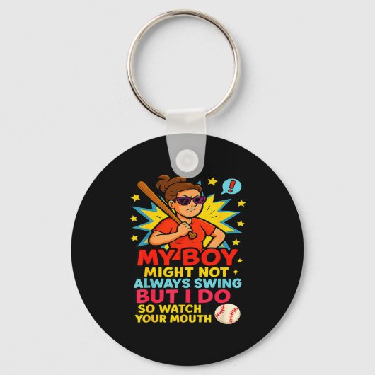 Grappige Baseball Moeder Citaat Voor Moederdag Cad Sleutelhanger (Voorkant)