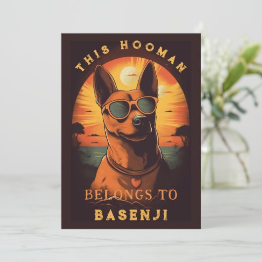 Grappige Basenji Hond Ouder gepersonaliseerd Aankondiging (Staand voorkant)