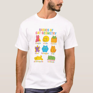 Grappige Basis van Kat Geometrie Wiskunde Punt Kaw T-shirt